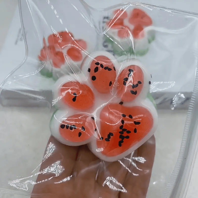 Watermelon Cat Paw Soft Gel Venting Toy - Cute Fruit-Themed Fidget Toy for Fun and Relaxation, Portable & Fun Desk Accessory for Office, Travel, and Home - Ideal Collectible Gift!