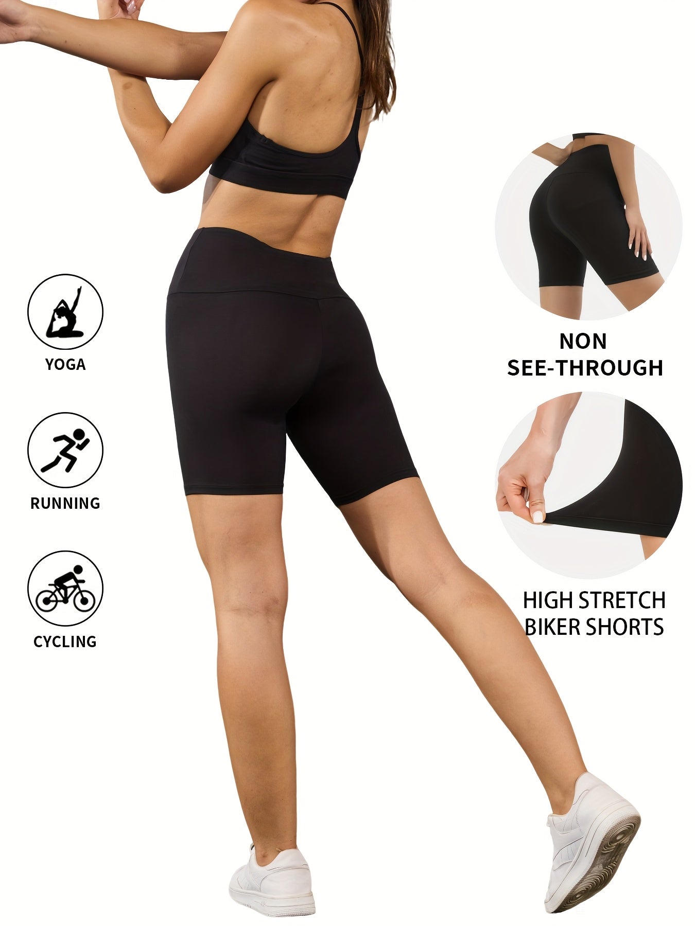 3-Pack High Waisted Biker Shorts for Women