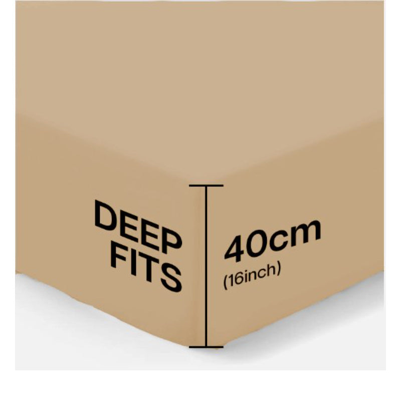 4B 40CM Extra Deep Fitted Sheets with All Around Elastic, Secure Fit for Thick & Pillow Top Mattresses,