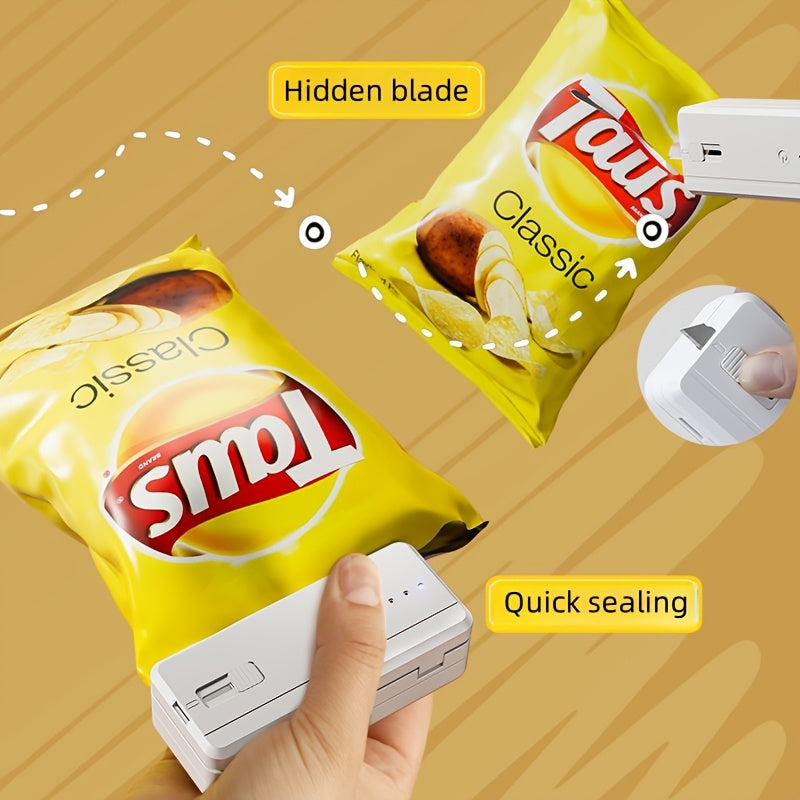 Portable Sealing Machine, 1300mAh, USB Charging | Quick Sealing, Used for Resealing Snacks and Plastic Bags to Keep Food Fresh | Very Suitable for Kitchen, Food Storage Mini Sealing Machine, Holiday Gifts,