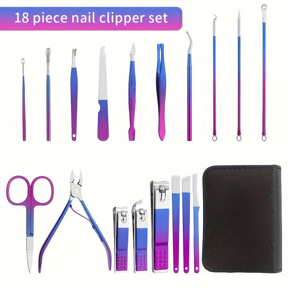 6/9/26pcs set Colorful Manicure & Pedicure Kit0 - Stainless Steel Nail Clippers, Cuticle Trimmers, Ear Spoon & Files with Durable Storage Case.