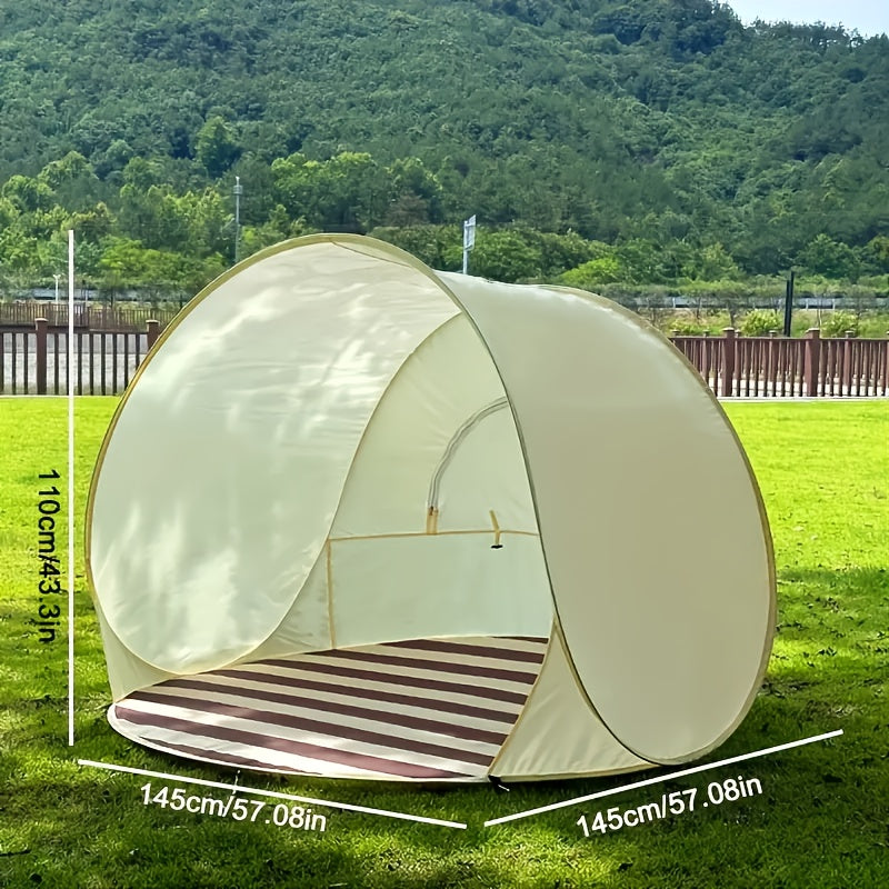 Automatic Instant Pop-up Sun Shelter, Portable Beach Tent, UV Protection, Easy Zipper Closure, with Compact Carry Bag.