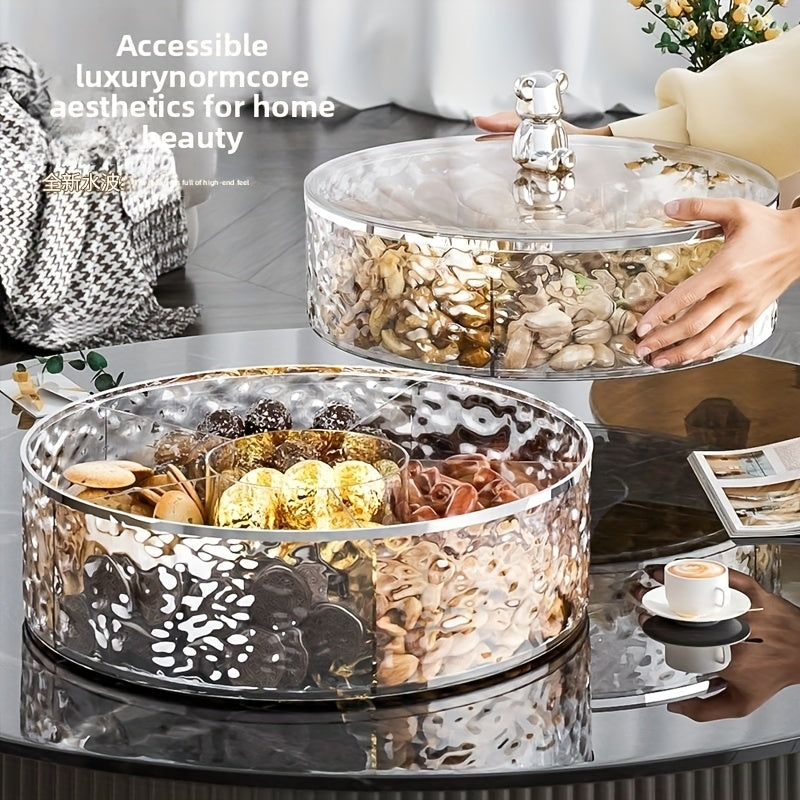 Double-layer design with two color choices. Premium Compartment Snack Tray".