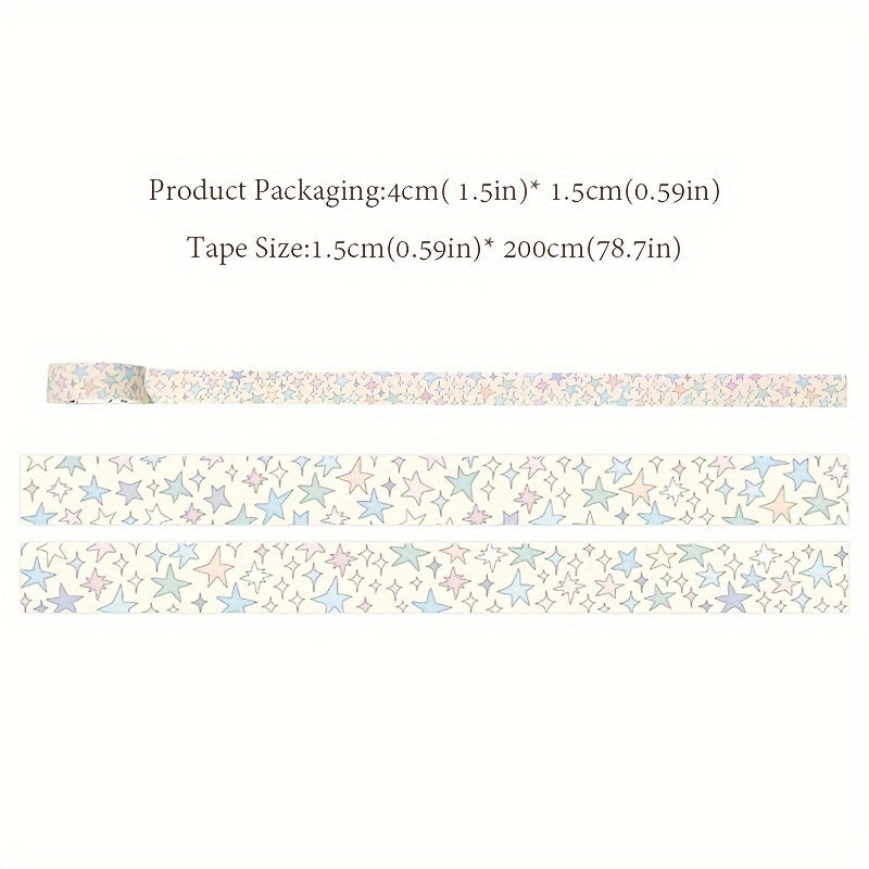 [Paper Star Pattern Decoration Tape] Star Pattern Washi Tape Roll for Planner Decoration, Scrapbooking, and DIY Crafts - Major Material: Paper