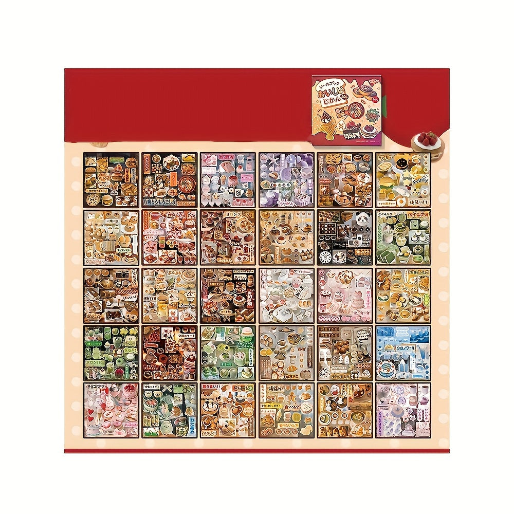 [Korean Retro] Sticker Book | 30 Sheets/Book | Japanese Food Series Korean Retro Cute Dessert Drink Pattern | Suitable for Handbook Landscaping Collage Material DIY Storage Box Cup Album Diary Decoration