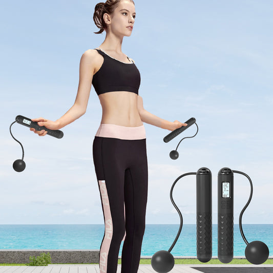 Ropeless Skipping Rope, Cordless Skipping Ropes for Adults, Wireless Skipping Rope with Counter, Smart Digital Gravity Ball Jump Rope without Rope for Home Workout Equipment for Women Men