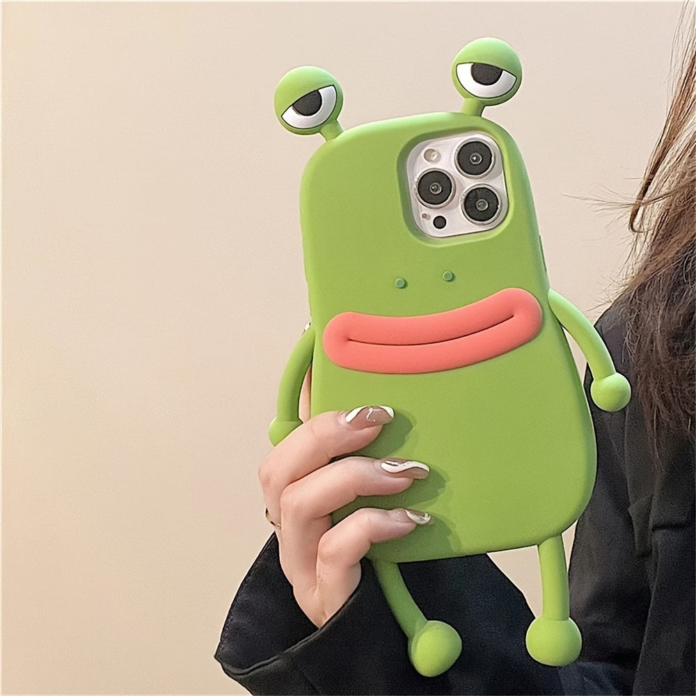 Adorable Funny 3D Big Eyes Frog Silicone Case - Soft, Shockproof, Protective Cover for iPhone 15, 14, 13, 12, 11 Pro Max