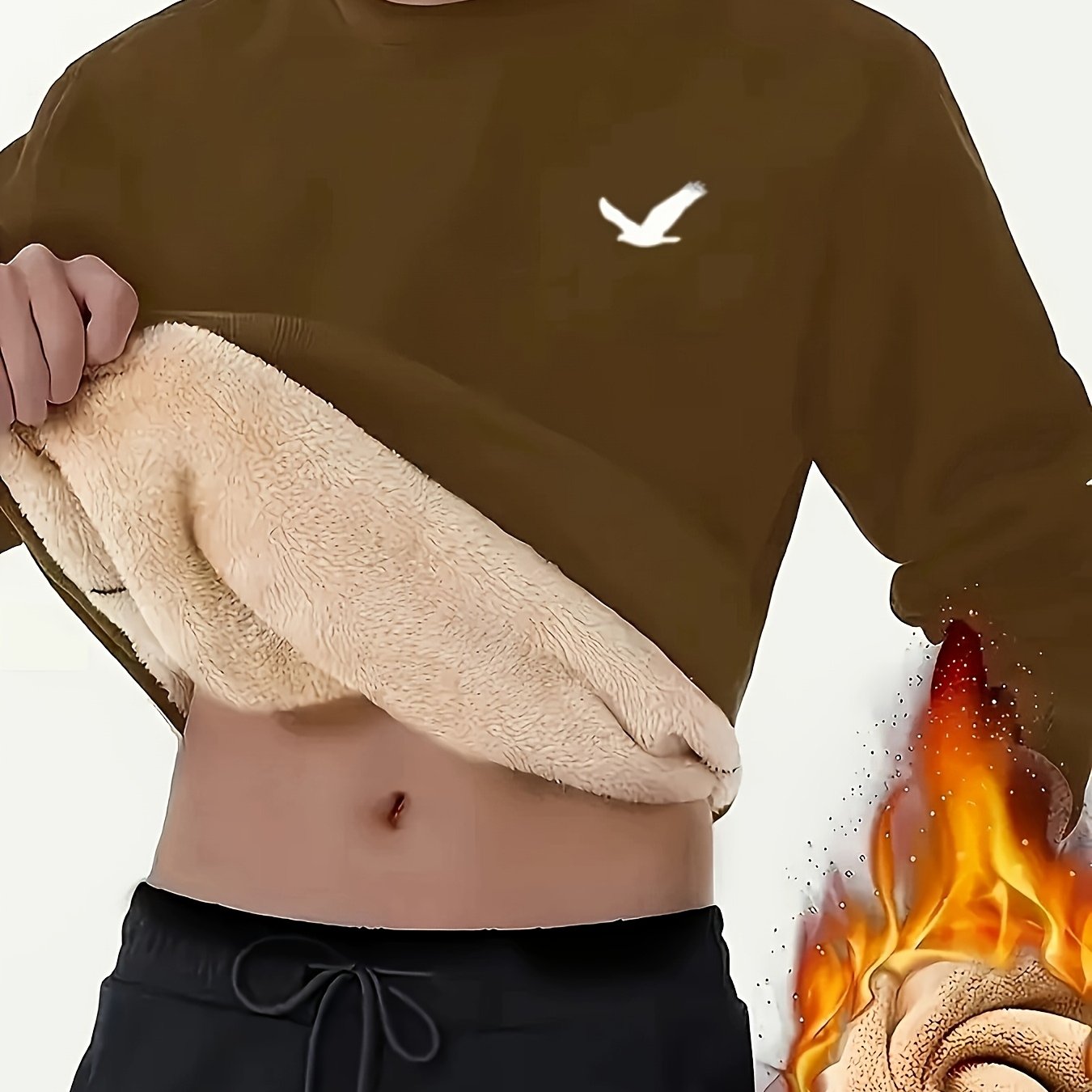 Men's Winter Fleece-Like Sweater Vest Jacket - Thickened Round Neck Long Sleeve Inner Layer, Machine Washable.