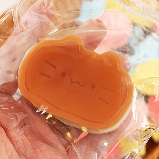 Kitten Cheese Teether TPR Cute Simulation Cat Thickened Relax Squeeze Toy Slow Rebound Pressure Release Toy