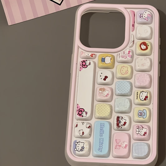 [Hello Kitty Shockproof Phone Case] Authorized Sanrio Hello Kitty 2025 New Trendy Keyboard Shockproof Phone Case Suitable for Apple Iphones/16/16Pro/15Promax/15Pro/15/14/14Pro/14Promax/13/13Pro/13Promax/12/12Pro/12Promax/11/1