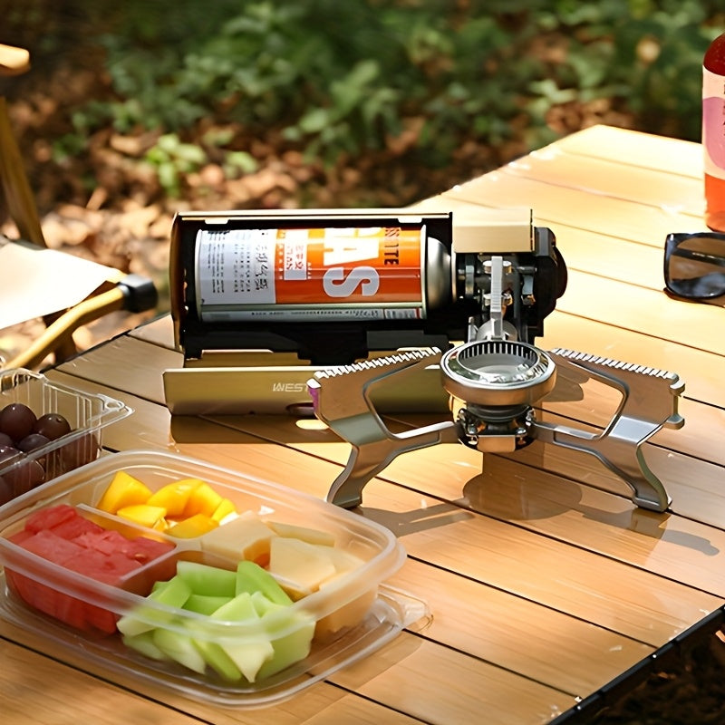1pc WEST TUNE Portable Folding Camping Stove - Compact Outdoor Cooking Grill, Stainless Steel, Polished Finish, Ideal for BBQ, Fishing & Mountaineering, All-Season Use, Camping Cookware|Polished Finish|Stainless Steel Grate