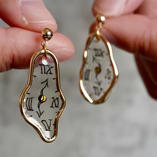 A Pair of Minimalist And Stylish Elegant Watch Design Handmade Earrings Stud Dt203