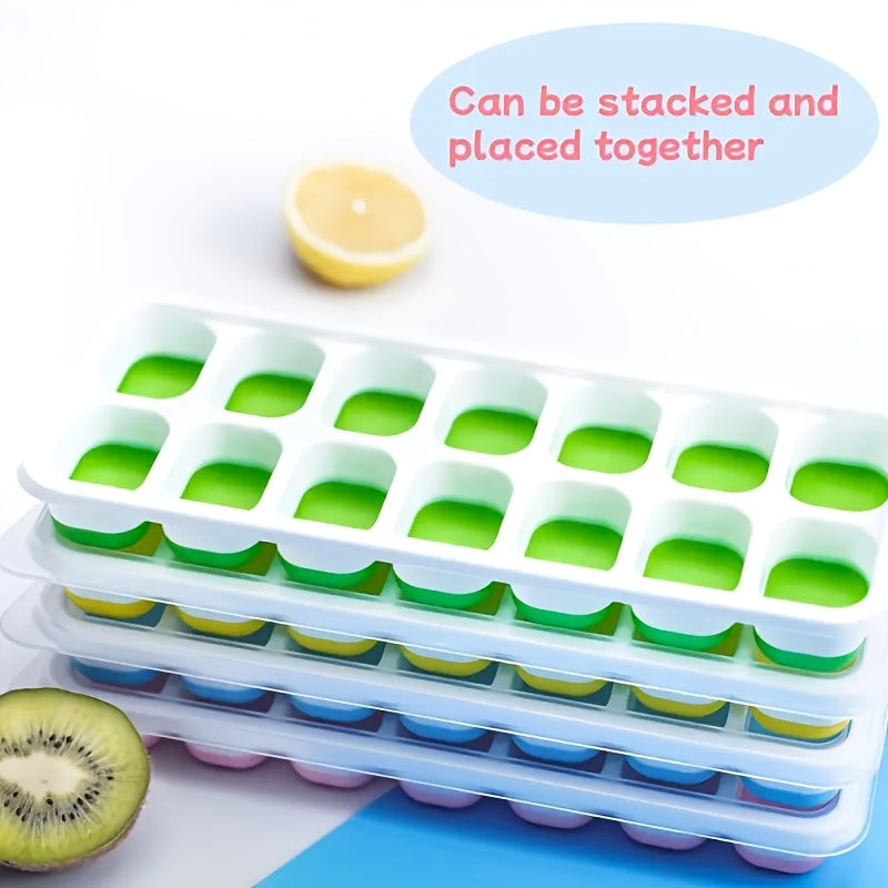 4pcs Silicone Ice Cube Mold Set - Stackable, Covered, Multifunctional for Cocktails & Whiskey, Essential Kitchen Utensils