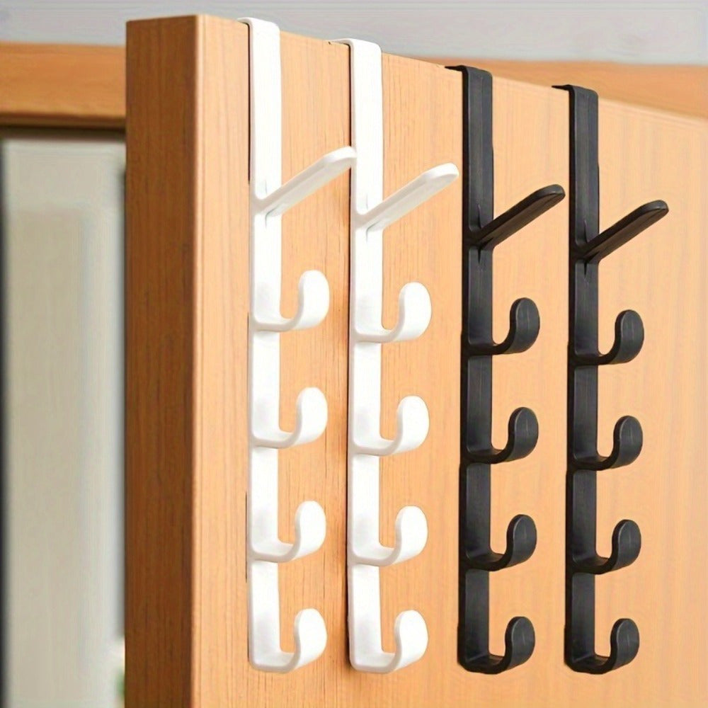 4pcs Adjustable Over-the-Door Hanger Organizer - Easy Install, Multi-Functional Storage Hooks .