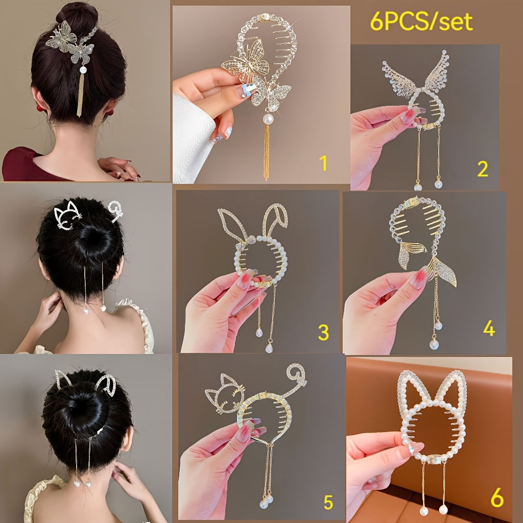 6pcs Creative Animal Design Metal Hair Clip Set, Stylish and Cute Hair Accessories for Everyday Use, Parties, or Gifts – Elegant Hairstyle Clips