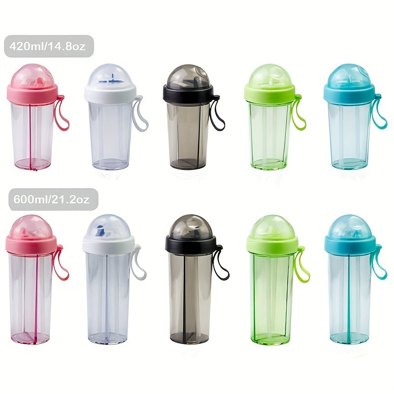 1pc 600ml/21.2oz 420ml/14.8oz Kawaii Double Water Bottles - Portable & Large Capacity - Perfect For Outdoor Activities & Sports