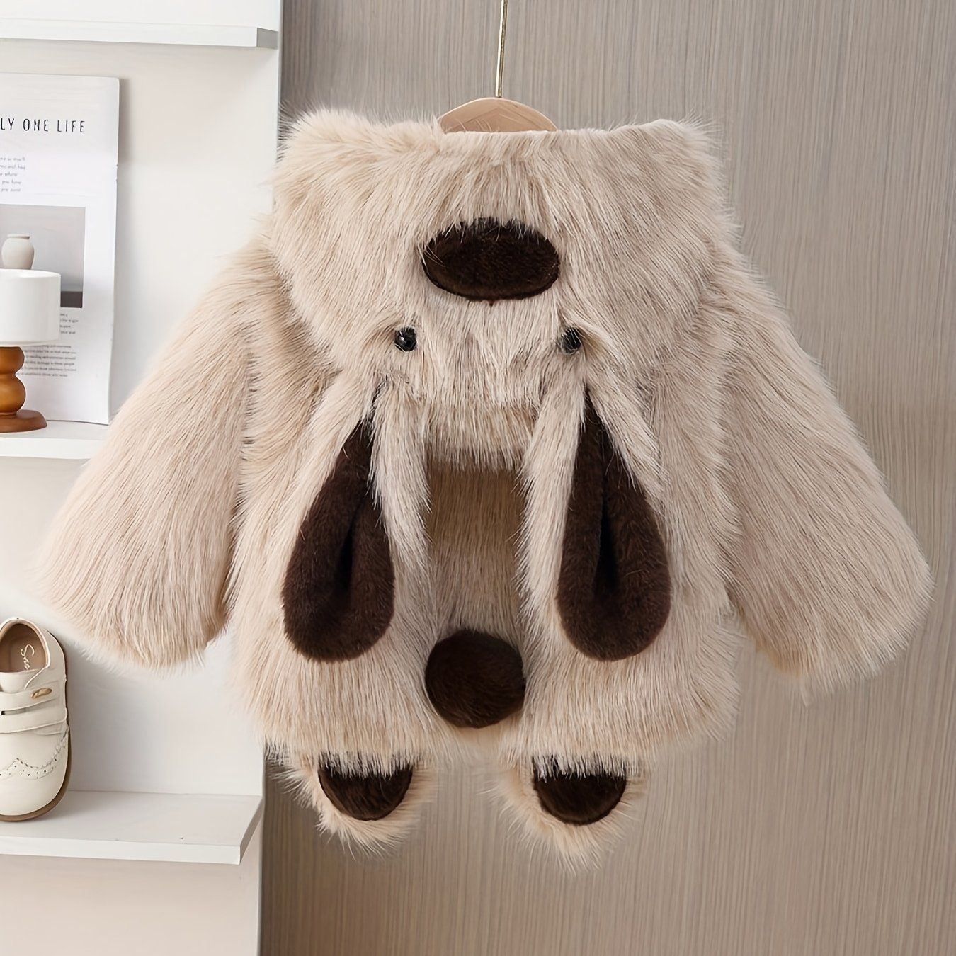 Girls' Winter Hooded Bear-Ear Coat Jacket with Plush Ears & Hood