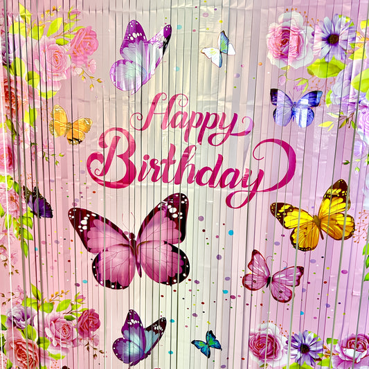 2-Pack Birthday Party Backdrop, 199.95x99.97 cm, Sparkle Tinsel Plastic Decorations, Shimmering Photo Booth Background, General Fit for Birthday Celebrations