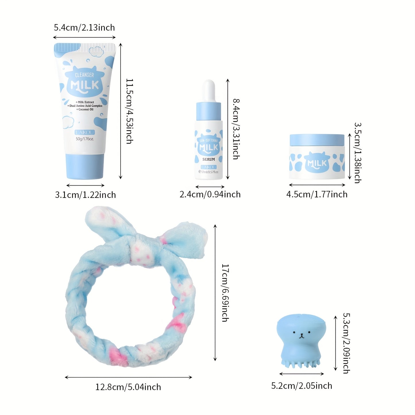 LAIKOU 5pcs Milk Skincare Set for Moisturizing Routine