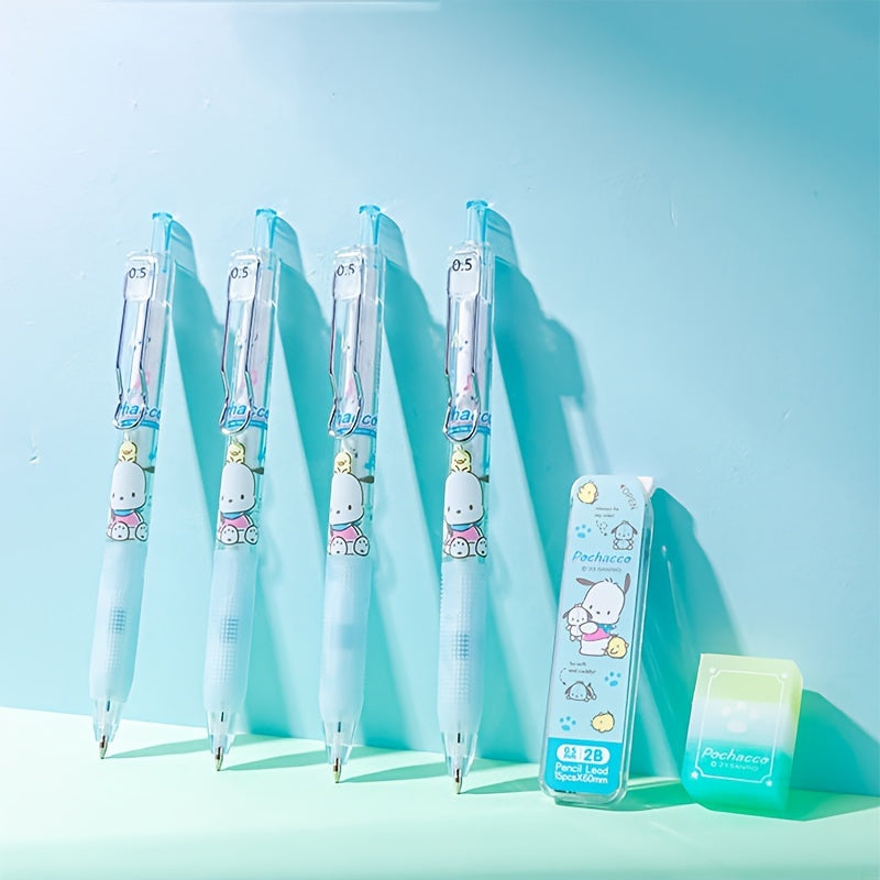 For Hello Kitty Sanrio Character 0.5Mm Automatic Pencil Set with Eraser And Lead, Featuring a Small Magic Dot Automatic Pencil Set.