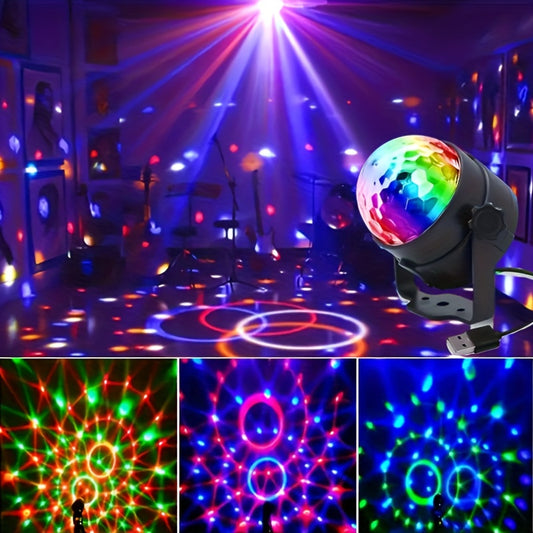 1pc USB-Powered Disco Ball Light with Colorful Projections - Durable Plastic Party Lamp for Indoor/Outdoor Use, Auto-Scan Flashing Modes, Birthday, Home, Car Room & Event Decor, Disco Ball Decor