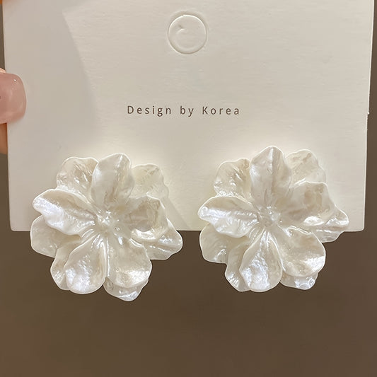 Elegant Floral Bloom Stud Earrings - Hypoallergenic Acrylic, Iron-Free Ear Needles, Perfect for Daily Wear, Parties, Weddings, Banquets, Business Events, and Leisure Activities - One Pair