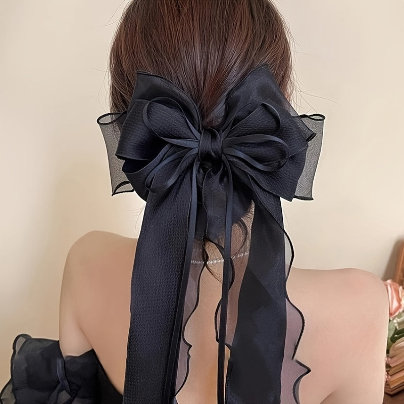 Romantic Elegant Lace Bow Hair Clip | Multi-Layered, Valentine's Day Accessory, Ribbon Back Combs for Long Hair