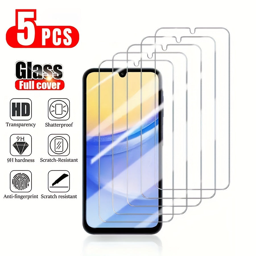 5pcs High Aluminum Tempered Glass for SamSung for Galaxy A12 A13 4G 5G A14 A15 A24 A25 A35 A55 A34 A54 A32 5G A31 A51 A71 A04 A04S S20 FE S21 FE S23 FE 5G A30S A50 A22 A52S A53 A72 A73 5G A10 Screen Protector Glass Film