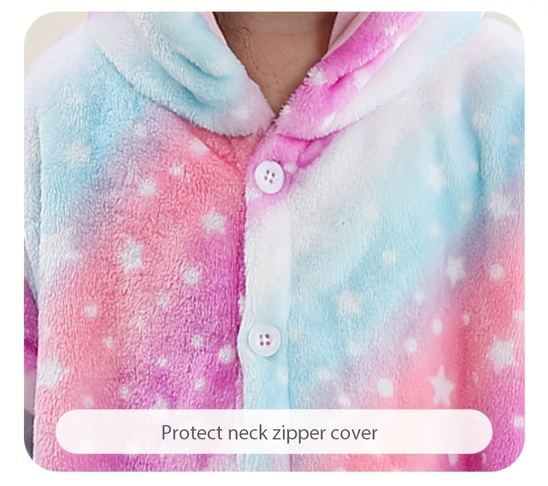 Animal Hooded Onesie Children's Flannel Clothing 4-12Y for Autumn and Winter