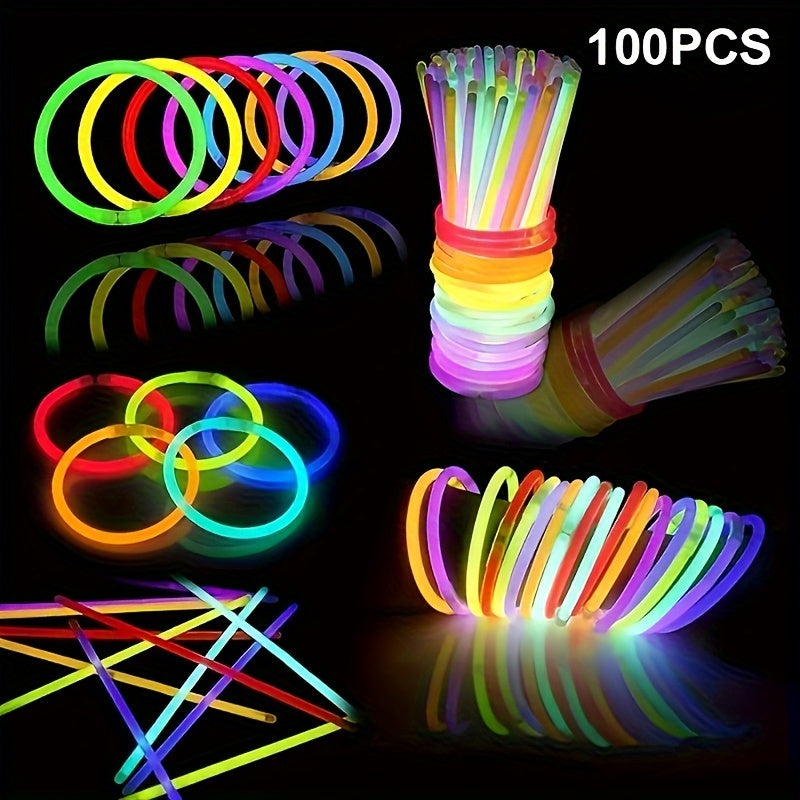 [100pcs Luminous Glow Sticks] 100pcs Luminous Glow Sticks | Luminous Party Supplies and Decorations | Suitable for Halloween Birthday Party Supplies, Wedding Parties, Camping Activities, Carnival Concerts, Including Connector