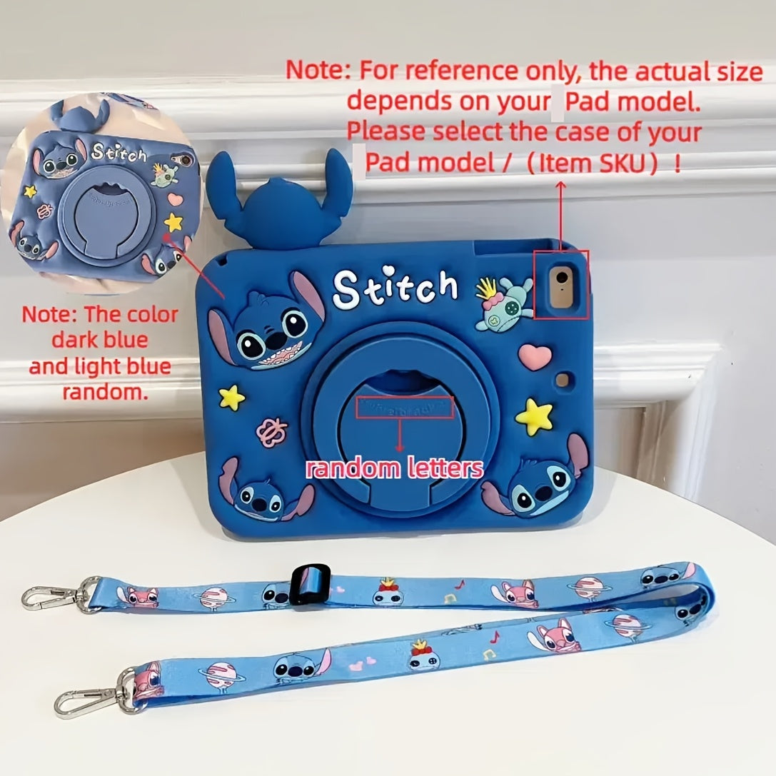 Stitch Anime iPad Protective Cases | for iPad 2022 10th Gen 10.9in, 8th 7th Gen 10.2in, 2020 Pro 11in | Cute iPad Cover with Shoulder Straps & Rotating Bracket