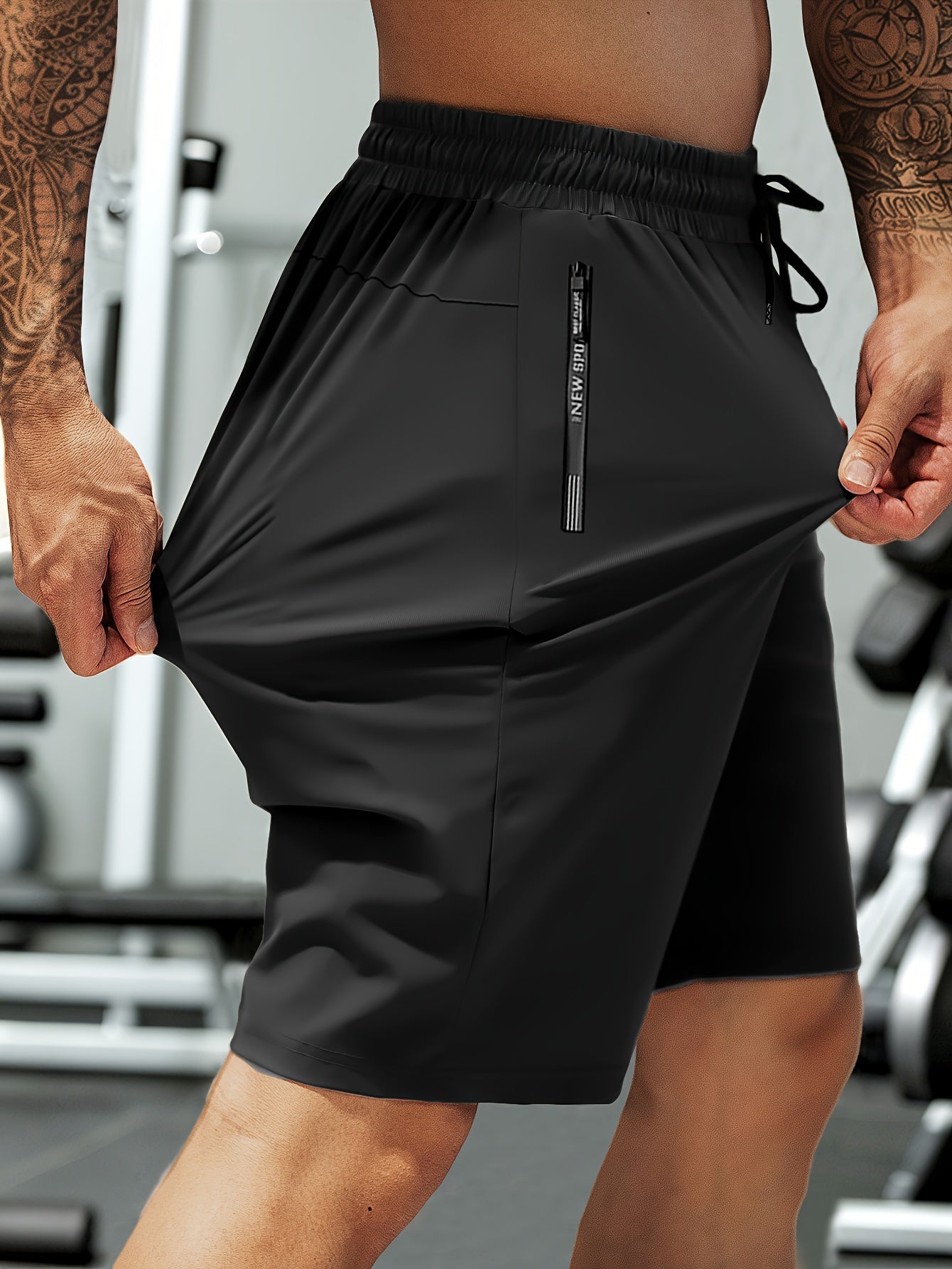 Men's Navy Drawstring Outdoor Shorts with Zippers