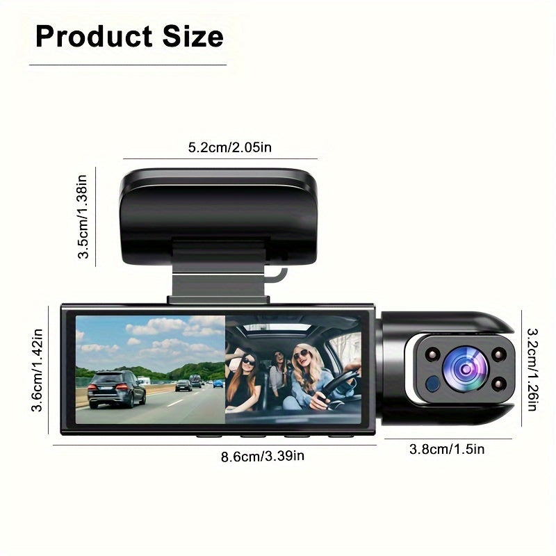 Dual Dash Cam A9, 3.16" Screen, 64G Included
