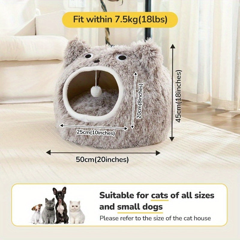 Cat Cave Cat Bed Washable Cat Sleeping Place for Cats Plush Pet Cat Pillow Cat House Cat Cushion Fluffy Kitten Puppy Cuddly