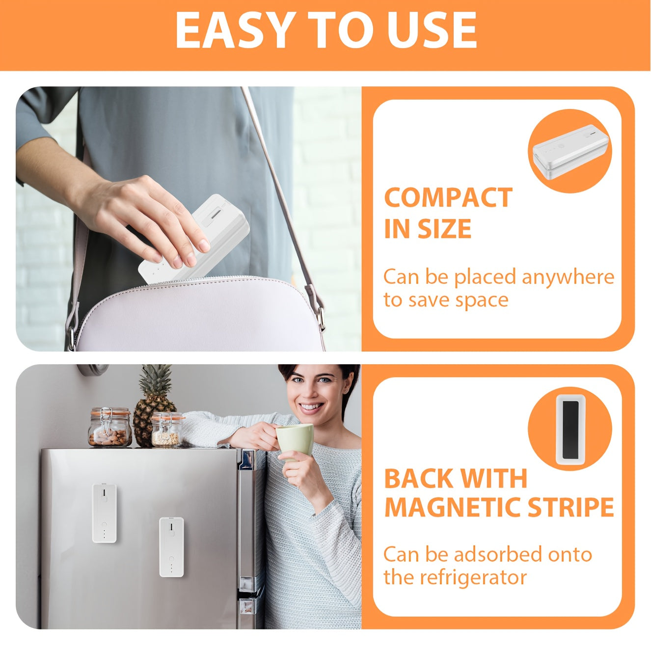 Portable Sealing Machine, 1300mAh, USB Charging | Quick Sealing, Used for Resealing Snacks and Plastic Bags to Keep Food Fresh | Very Suitable for Kitchen, Food Storage Mini Sealing Machine, Holiday Gifts,