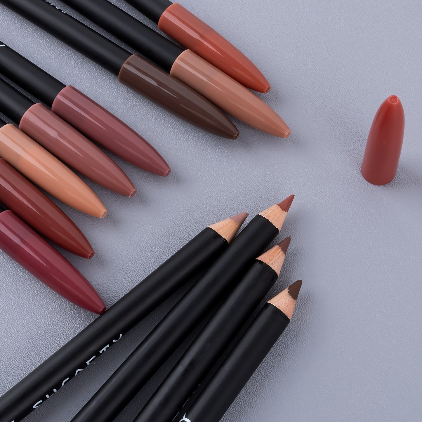 12 Colors Matte Lipstick Lip Liner Pen Set Nude Color Long-Lasting