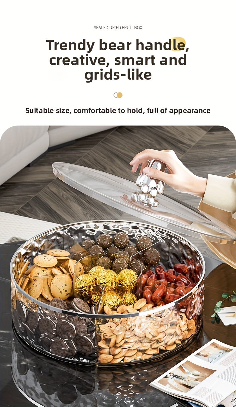 Double-layer design with two color choices. Premium Compartment Snack Tray".