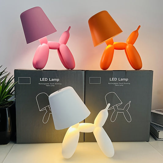 Creative Romantic Colorful Balloon Dog Table Lamp with Touch Switch, Three-color Light, Support for Dimmable Dimming, 2000mAh Storage Battery, Sausage Dog Atmosphere Light, Holiday Hotel Party, Valentine's Day Birthday Gift,
