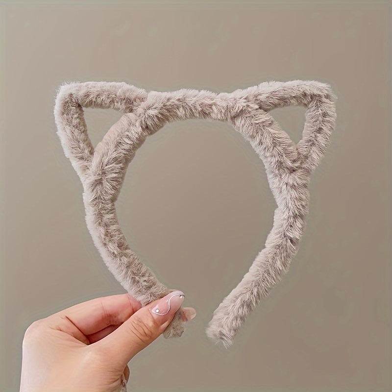 [1/4pcs Cute Cat Ears] 1/4pcs Cute Fashion Hollow Cat Ears Headband | Girl Plush Headband, Washing Face Headwear Hair Accessories