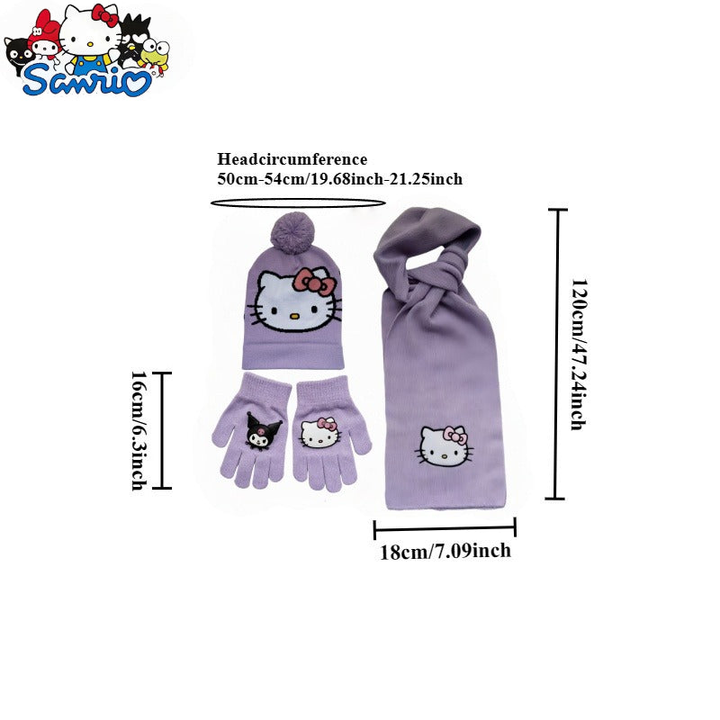 3pcs/set SANRIO Front Kitty Back for kitty Knit Hat