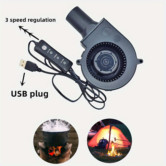 High-Power Portable USB Fan with Duct - 3-Speed Adjustable Cooling, Large Airflow for Desktop Use
