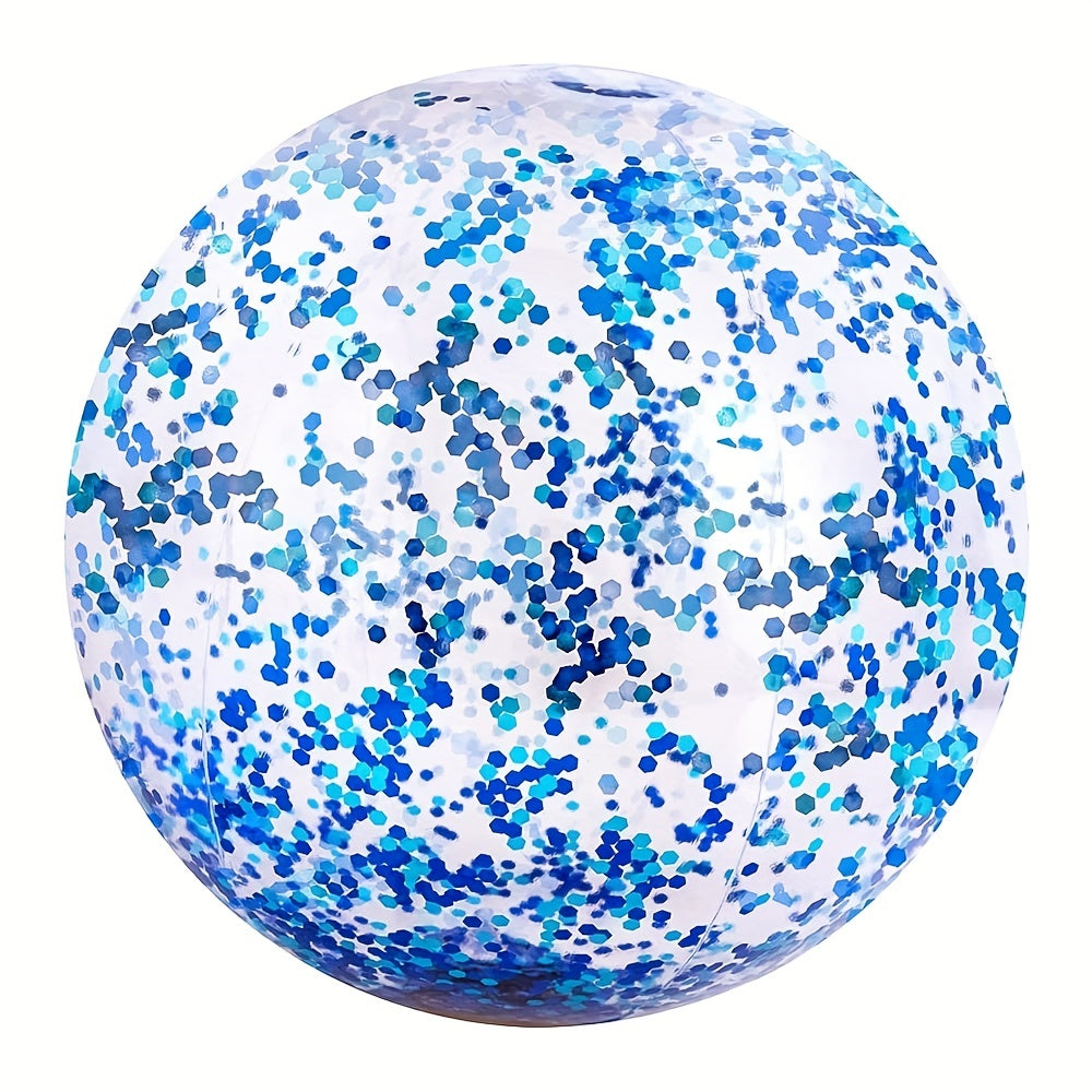 [Glitter Beach Ball] 40cm Mixed Color Glitter Beach Ball, 1pc | Summer Party Toy - Rubber Balloon, Use Without Electricity