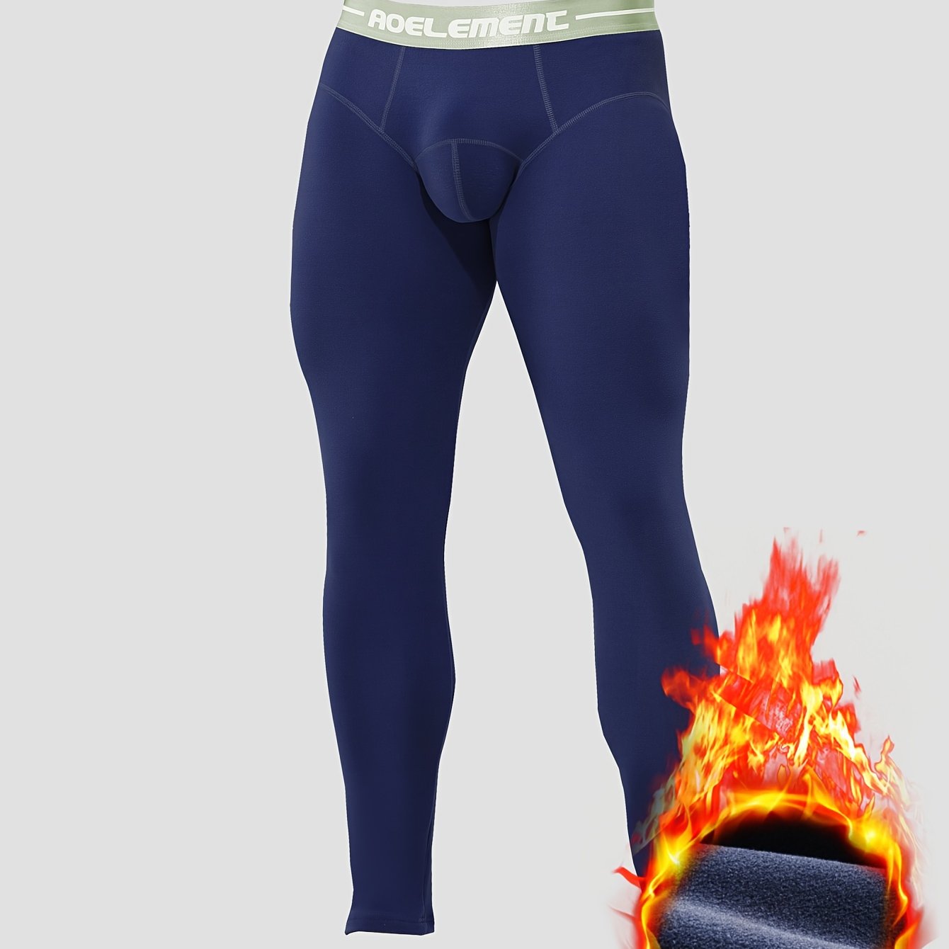 Men's Thermal Underwear Winter Warm Flocked Base Layer Pants - Heavy-Duty, All-Season & Elastic Fit for Cold Weather.