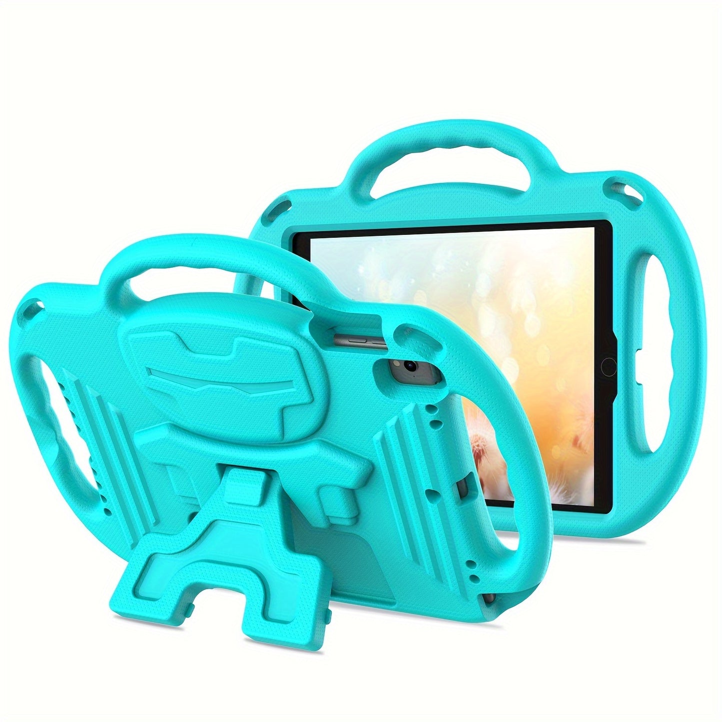 [Kids-Friendly|Lightweight] Lightweight, Non-Slip EVA Kids-Friendly Tablet Case with Adjustable Stand & Lanyard | Soft Shell with Heavy Duty Protection, Flexible Kickstand & Adjustable Strap | for iPad 7th/8th/9th Gen (10.2-i