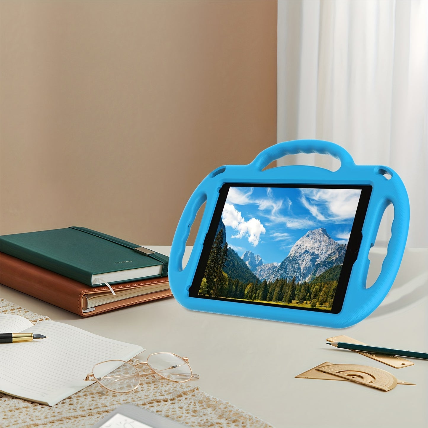 [Shockproof EVA Case] Lightweight and Shockproof EVA Case - with Cartoon Kickstand, Adjustable Strap, Three Anti-Slip Handles for iPad 5th/6th/7th/8th/9th Gen 9.7/10.2 inch, 10th Gen/Air4 10.9 inch and mini 1st/2nd/3rd/4th/5t