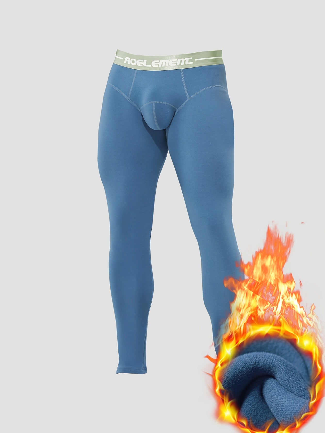 Men's Thermal Underwear Winter Warm Flocked Base Layer Pants - Heavy-Duty, All-Season & Elastic Fit for Cold Weather.