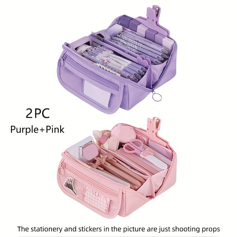 1/2pcs Large Creative Multi functional Pencil Box | New Desktop Organizing and Storage Stationery Box for Boys and Girls Office and Learning Portable Pencil Bag Learning Gift