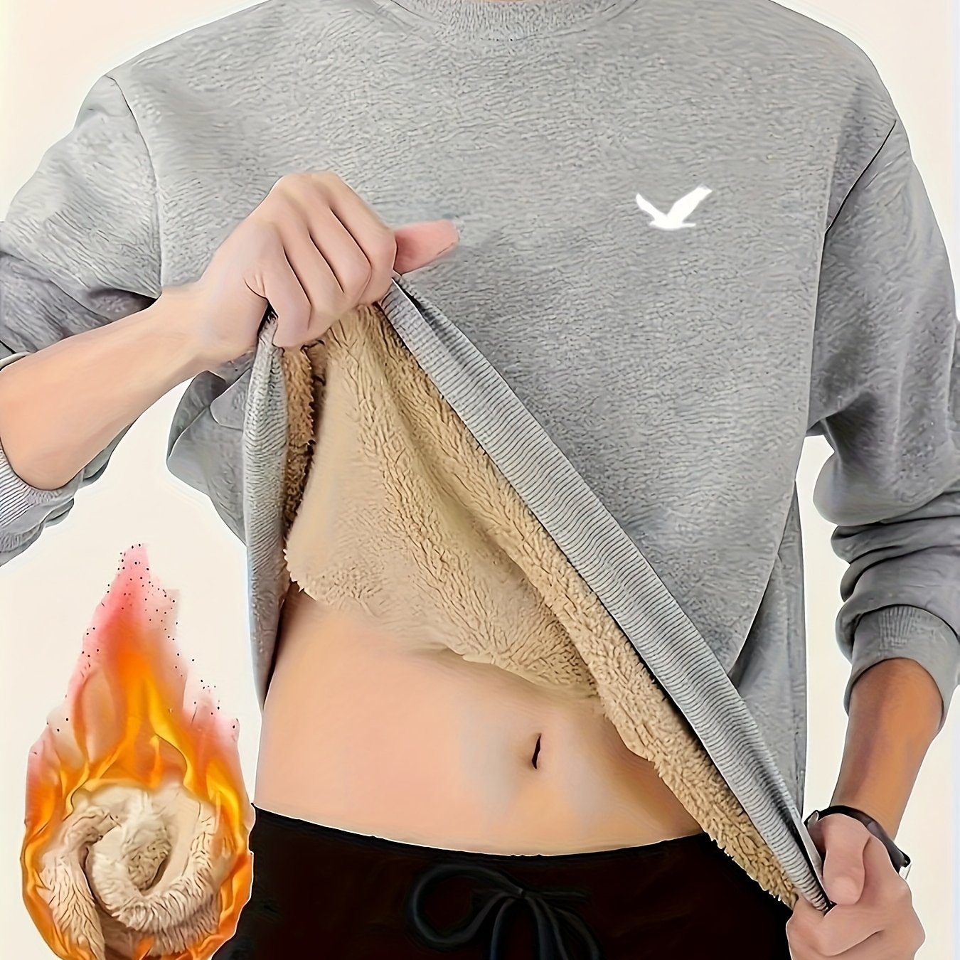 Men's Winter Fleece-Like Sweater Vest Jacket - Thickened Round Neck Long Sleeve Inner Layer, Machine Washable.