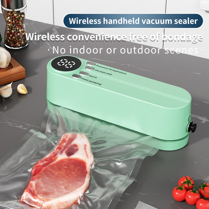 1pc Multi-Functional Automatic Food Sealer, Portable Wireless Vacuum Sealer with Snack Bag Sealing, External Suction & Inflation, Long-Term Food Preservation, Compact & Easy-to-Use Design, Ideal for Kitchen & Outdoor Picnics,