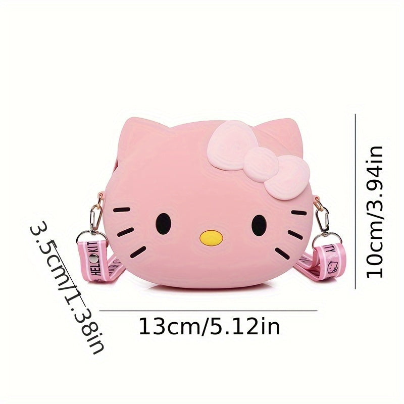 1pc Hello Kitty Bag] 1pc Hello Kitty Silicone Crossbody Bag. Cute Minimalist Lightweight Adjustable Strap0